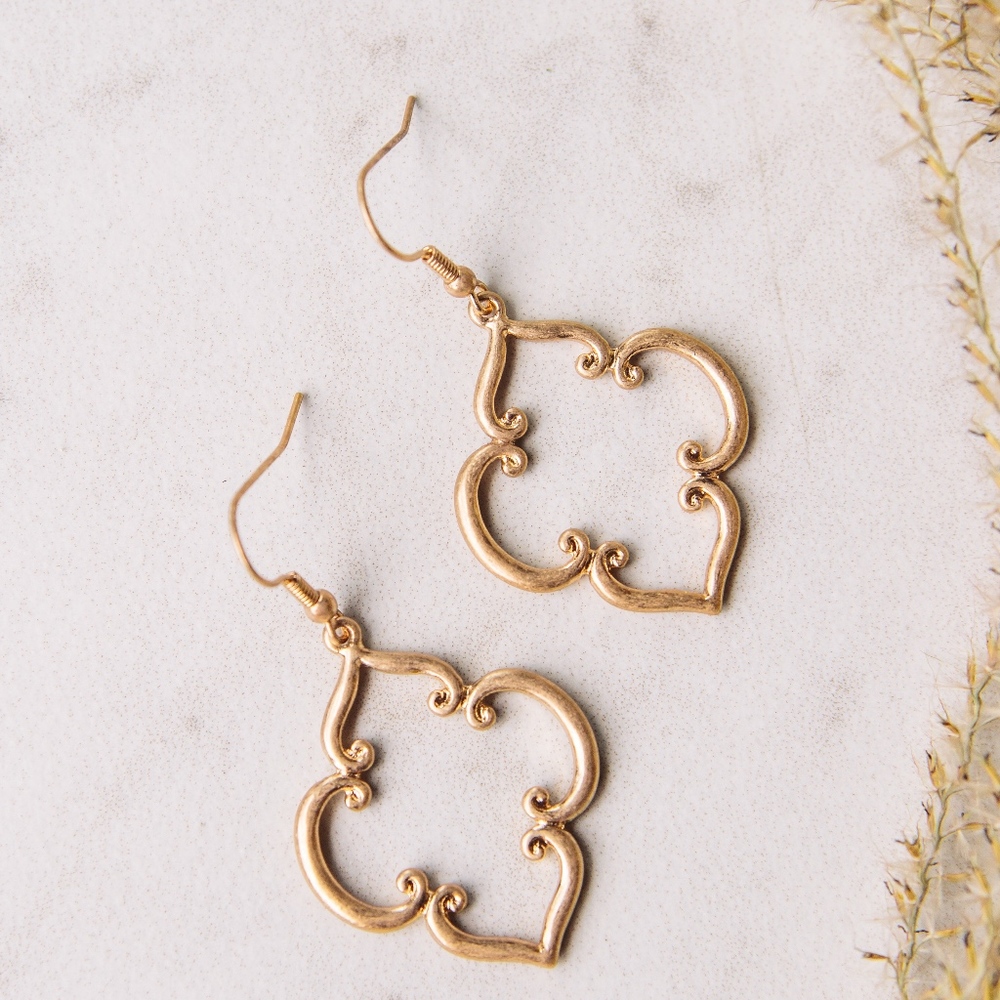 Goldtone Quatrefoil Drop Earrings